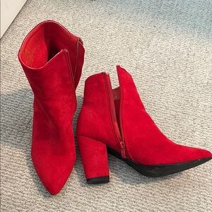 Red Suede Ankle Boots